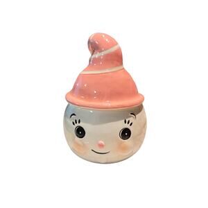 Johanna Parker Christmas Pixie Elf Sugar Candy Bowl Jar Pinkmas Pink Lidded Dish